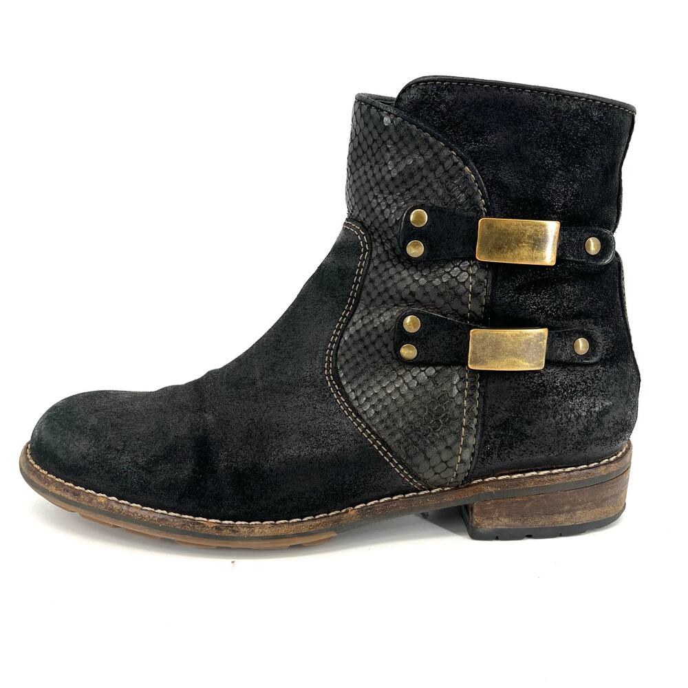 Wolky‎ Emerald Black Nubuck Ankle Boot EU39/US8.5 Inside Zip Comfort Shoe